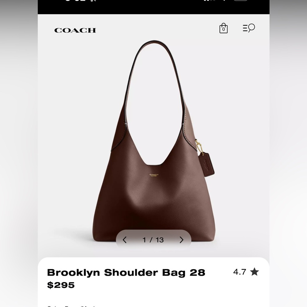 Coach Brown Leather Shoulder Bag with Hobo Silhouette